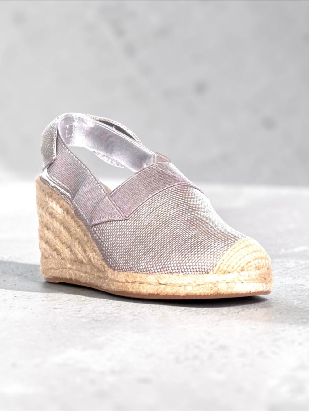 Lauren Ralph Lauren Helma Closed Toe Espadrilles Platform Heels | Silver | Sz 9